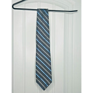 Brooks Brothers Makers and Merchants Gray/Blue/White Striped Designer Silk Tie